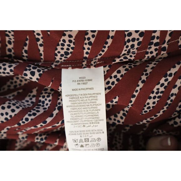 Boden W0323 DPK Women's Sz 8 Burgundy Zebra Strip Button-Up L/S Silk Blouse - Picture 5 of 6